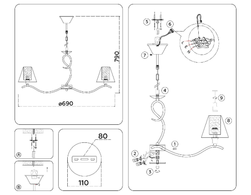Подвесная люстра Ambrella Light High Light Modern LH57091 изображение в интернет-магазине Cramer Light фото 6