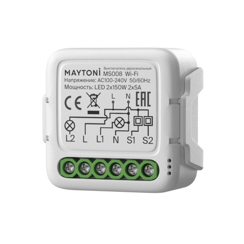 Wi-Fi выключатель двухканальный Maytoni Lighting control MS008 изображение в интернет-магазине Cramer Light