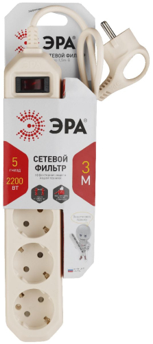 Сетевой фильтр Эра USF-5es-3m-I Б0019035 дополнительное фото фото 2