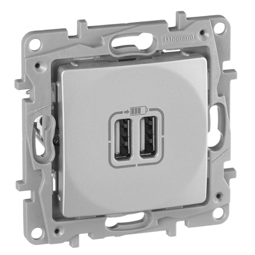Розетка 2хUSB Legrand Etika алюминий 672494 дополнительное фото