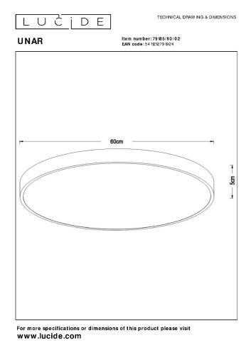 Потолочный светильник Lucide Unar 79185/60/02 изображение в интернет-магазине Cramer Light фото 4