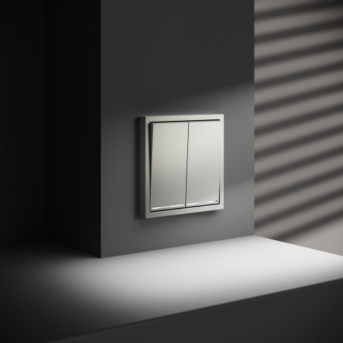 Выключатель двухклавишный с подсветкой Voltum S70 VLS020205 (сталь) дополнительное фото фото 6