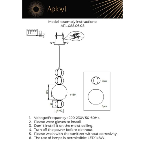 Подвесной светильник Aployt Natali APL.088.06.08 изображение в интернет-магазине Cramer Light фото 2