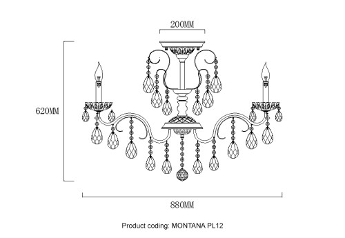 Люстры на штанге Crystal Lux MONTANA PL12 изображение в интернет-магазине Cramer Light фото 5