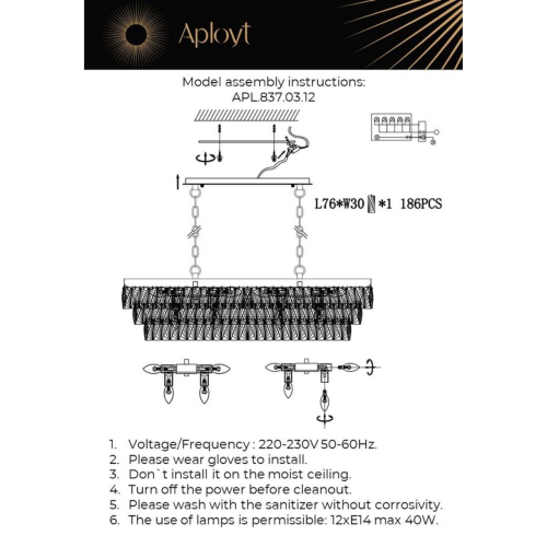 Подвесная люстра Aployt Francheska APL.837.03.12 изображение в интернет-магазине Cramer Light фото 2