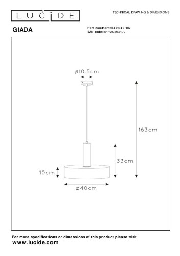 Подвесной светильник Lucide Giada 30472/40/02 изображение в интернет-магазине Cramer Light фото 7