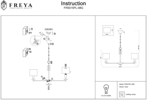 Подвесная люстра Freya Tiana FR5015PL-08G изображение в интернет-магазине Cramer Light фото 2