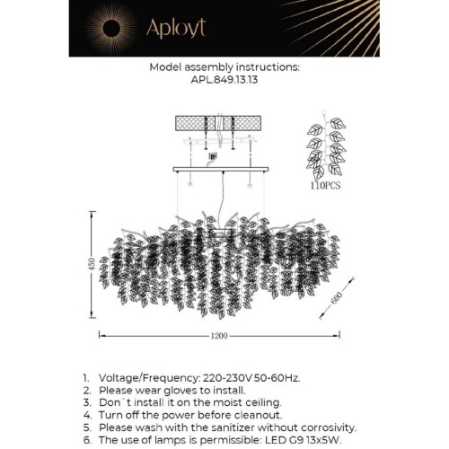 Подвесная люстра Aployt Zhozefina APL.849.13.13 изображение в интернет-магазине Cramer Light фото 2