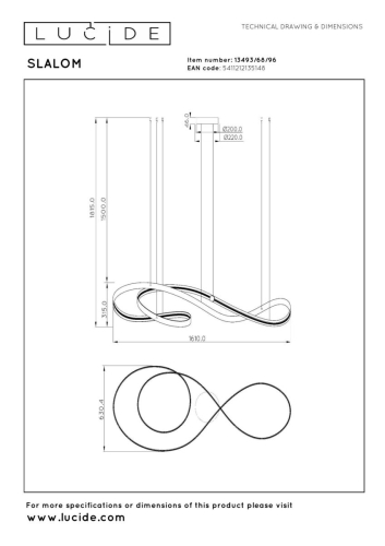 Подвесной светильник Lucide Slalom 13493/68/96 изображение в интернет-магазине Cramer Light фото 13