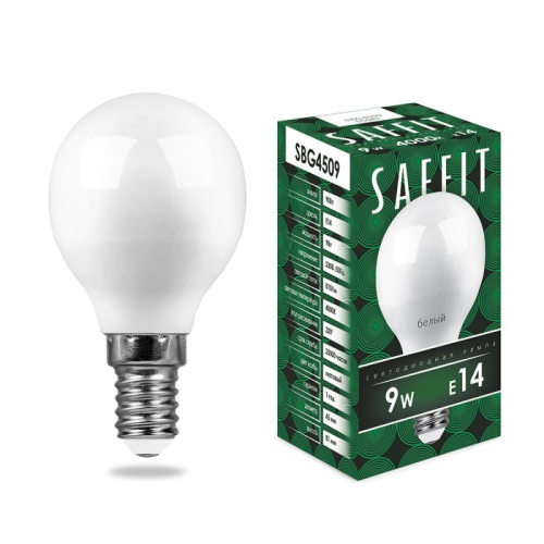 Лампа светодиодная Saffit SBG4509 шар E14 9W 4000K 55081 изображение в интернет-магазине Cramer Light