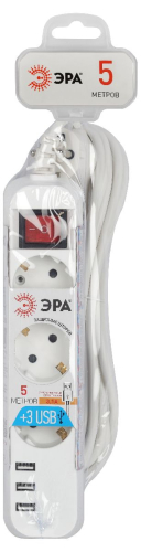Удлинитель электрический Эра U-3es-5m-USB Б0052902 дополнительное фото фото 10