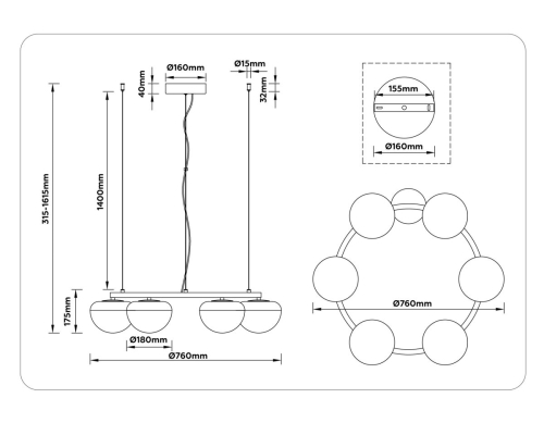 Подвесная люстра Ambrella Light High Light Modern LH12003 изображение в интернет-магазине Cramer Light фото 7