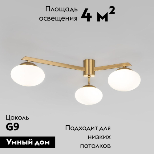 Потолочная люстра Eurosvet Opaline 70220/3 латунь a065763 изображение в интернет-магазине Cramer Light фото 2
