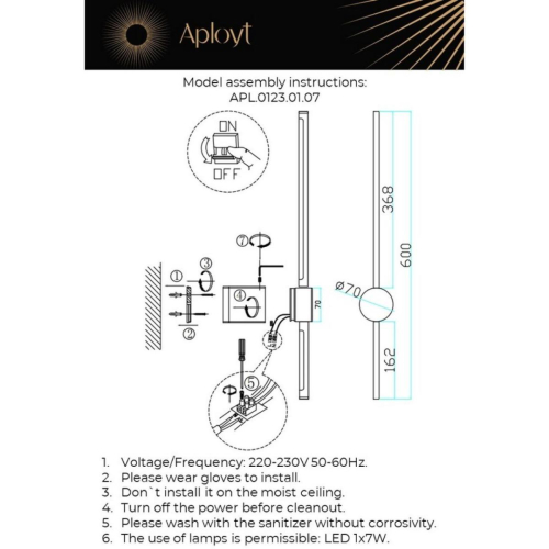 Настенный светильник Aployt Gabi APL.0123.01.07 изображение в интернет-магазине Cramer Light фото 15