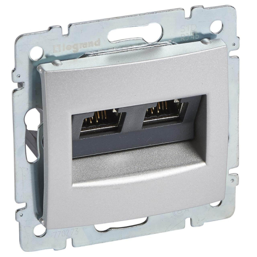 Розетка компьютерная 2хRJ45 Legrand Valena STP10 GIGA алюминий 770273 дополнительное фото