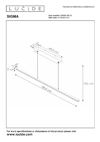 Подвесной светильник Lucide Sigma 23463/30/31 изображение в интернет-магазине Cramer Light фото 2