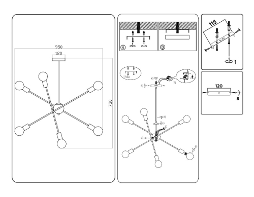 Люстра на штанге Ambrella Light Loft TR80435 изображение в интернет-магазине Cramer Light фото 7