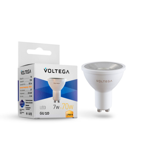 Лампа светодиодная Voltega GU10 7W 2700K 7252 изображение в интернет-магазине Cramer Light