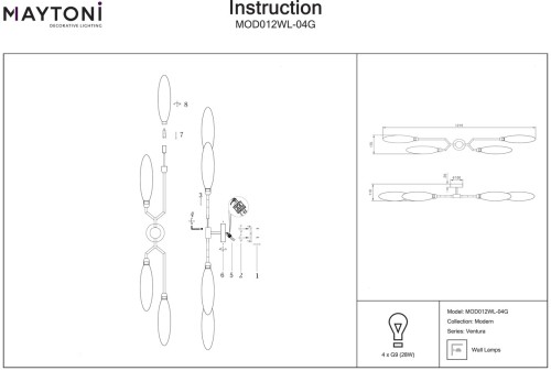 Бра Maytoni Ventura MOD012WL-04G дополнительное фото фото 2