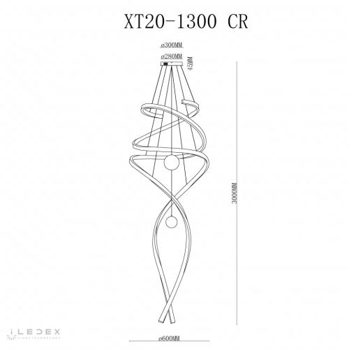 Подвесная люстра iLedex Axis XT20-1300 CR изображение в интернет-магазине Cramer Light фото 2