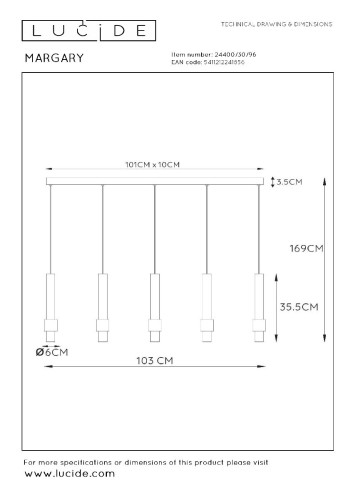 Подвесной светильник Lucide Margary 24400/30/96 изображение в интернет-магазине Cramer Light фото 7