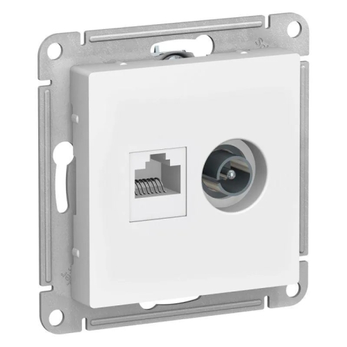 Розетка компьютерная RJ45/TV Schneider Electric AtlasDesign 5e кат UTP белая ATN000189 дополнительное фото