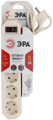 Сетевой фильтр Эра USF-5es-5m-I Б0019739 дополнительное фото фото 2