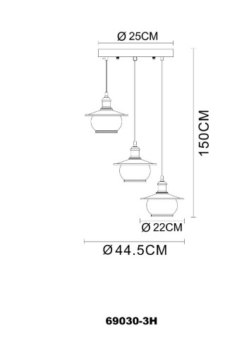 Подвесная люстра Globo Nevis 69030-3H изображение в интернет-магазине Cramer Light фото 4