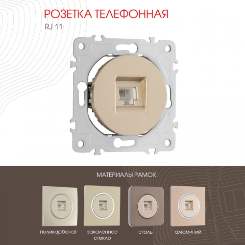Розетка телефонная RJ11 Arte Milano 202.51-1.shampan дополнительное фото