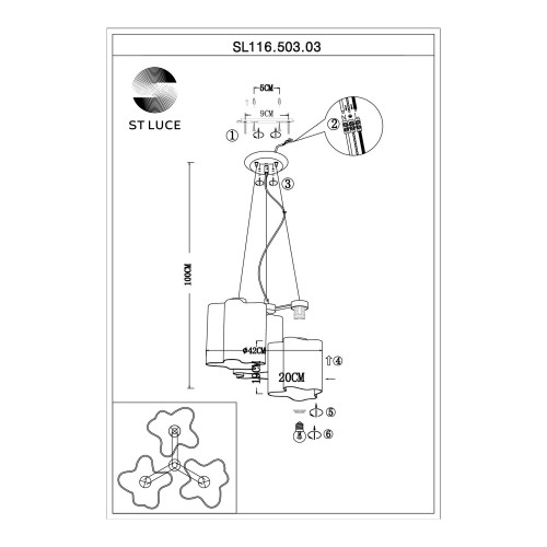 Подвесная люстра ST Luce Onde SL116.503.03 изображение в интернет-магазине Cramer Light фото 7