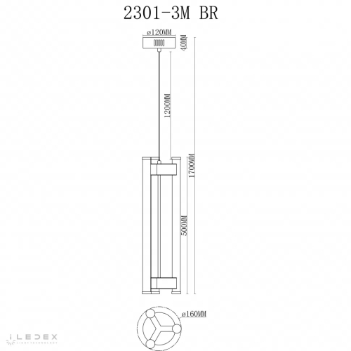 Подвесной светильник iLedex Rocks 2301-3M BR изображение в интернет-магазине Cramer Light фото 2