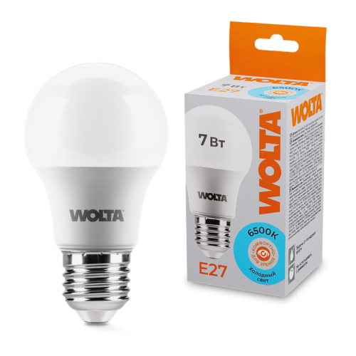 Светодиодная лампа WOLTA 7Вт 6500К E27 груша матовая 25W55BL7E27 изображение в интернет-магазине Cramer Light