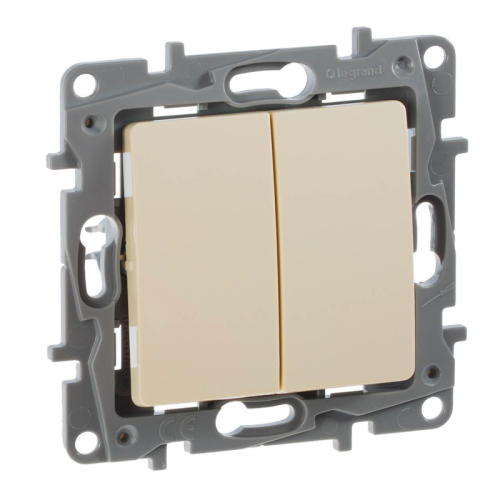 Выключатель двухклавишный Legrand Etika 10A 250V слоновая кость 672302 дополнительное фото