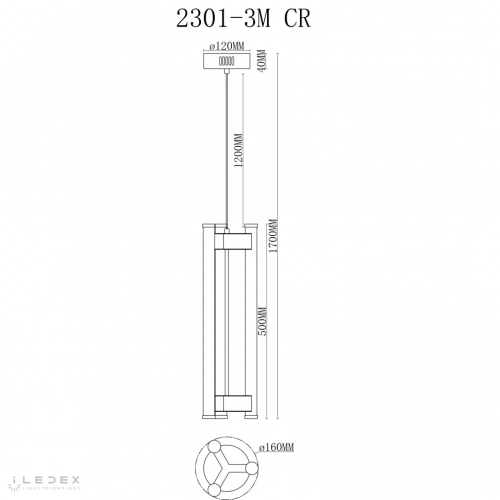 Подвесной светильник iLedex Rocks 2301-3M CR изображение в интернет-магазине Cramer Light фото 2