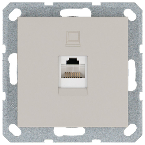 Интернет-розетка RJ45 с накладкой, цвет Тауп Jasmart G6105T дополнительное фото