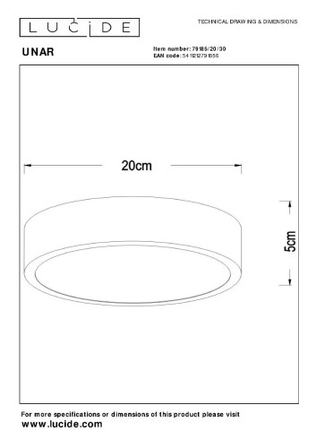 Потолочный светильник Lucide Unar 79185/20/30 изображение в интернет-магазине Cramer Light фото 4