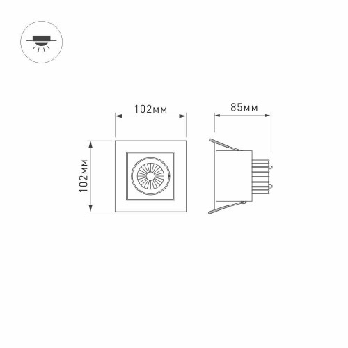 Встраиваемый светильник Arlight CL-KARDAN-S102x102-9W Warm 024137 изображение в интернет-магазине Cramer Light фото 7