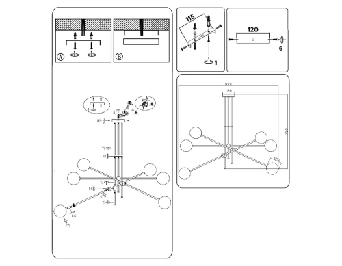 Люстра на штанге Ambrella Light Modern TR2521 изображение в интернет-магазине Cramer Light фото 2