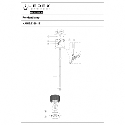 Подвесной светильник iLedex Delta 2361-1 BK+WH изображение в интернет-магазине Cramer Light фото 4