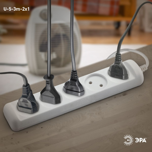 Удлинитель электрический Эра U-5-3m-2x1 Б0028364 дополнительное фото фото 2