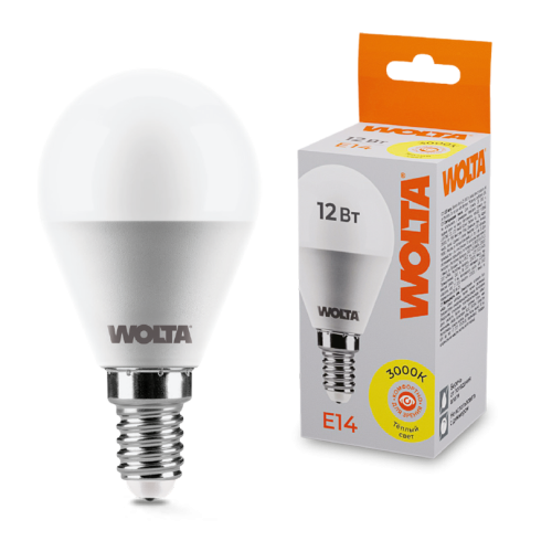 Светодиодная лампа WOLTA 12Вт 3000K Е14 груша матовая 25Y45GL12E14 изображение в интернет-магазине Cramer Light