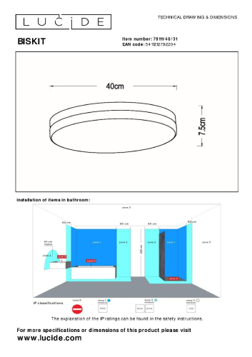 Потолочный светильник Lucide Biskit 79111/40/31 изображение в интернет-магазине Cramer Light фото 5