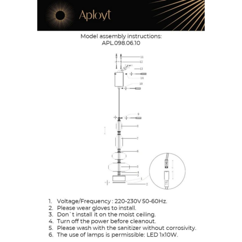 Подвесной светильник Aployt Viktoir APL.098.06.10 изображение в интернет-магазине Cramer Light фото 2