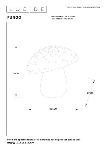 Настольная лампа Lucide Fungo 13539/01/09 изображение в интернет-магазине Cramer Light фото 6