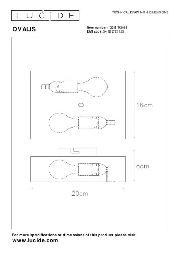 Настенный светильник Lucide Ovalis 12219/02/02 изображение в интернет-магазине Cramer Light фото 6