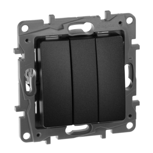 Выключатель трехклавишный Legrand Etika 10A 250V антрацит 672613 дополнительное фото