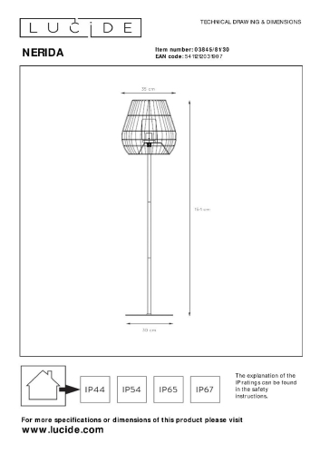 Уличный светильник Lucide Nerida 03845/81/30 дополнительное фото фото 4