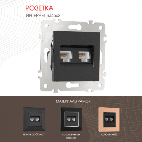 Розетка двойная RJ45 Arte Milano 203.45-2.black дополнительное фото
