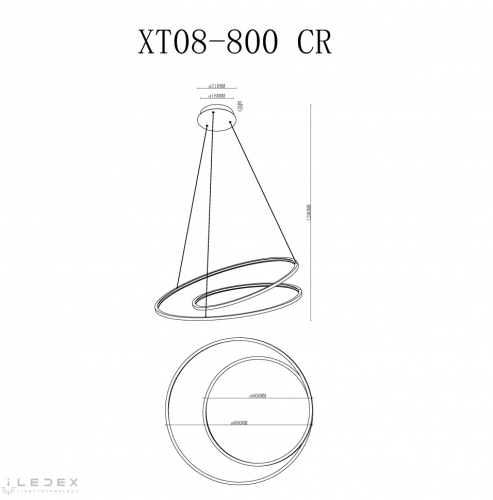 Подвесная люстра iLedex Axis XT08-D800 CR изображение в интернет-магазине Cramer Light фото 2