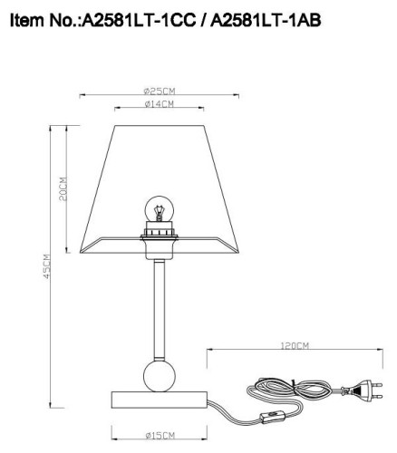 Настольная лампа Arte Lamp ELBA A2581LT-1AB изображение в интернет-магазине Cramer Light фото 3